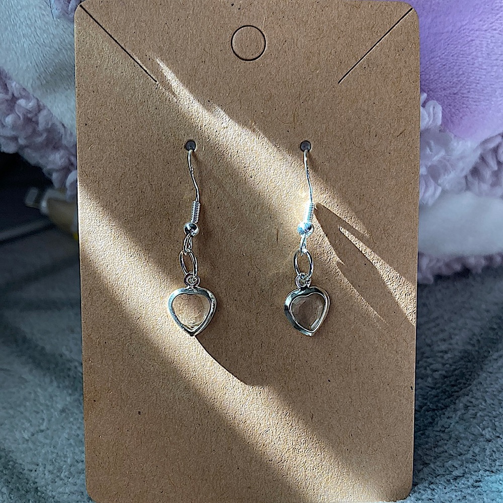 Clear heart earrings